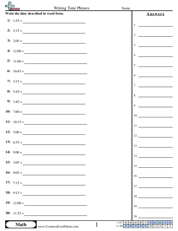 News & Updates - Writing Time Phrases worksheet